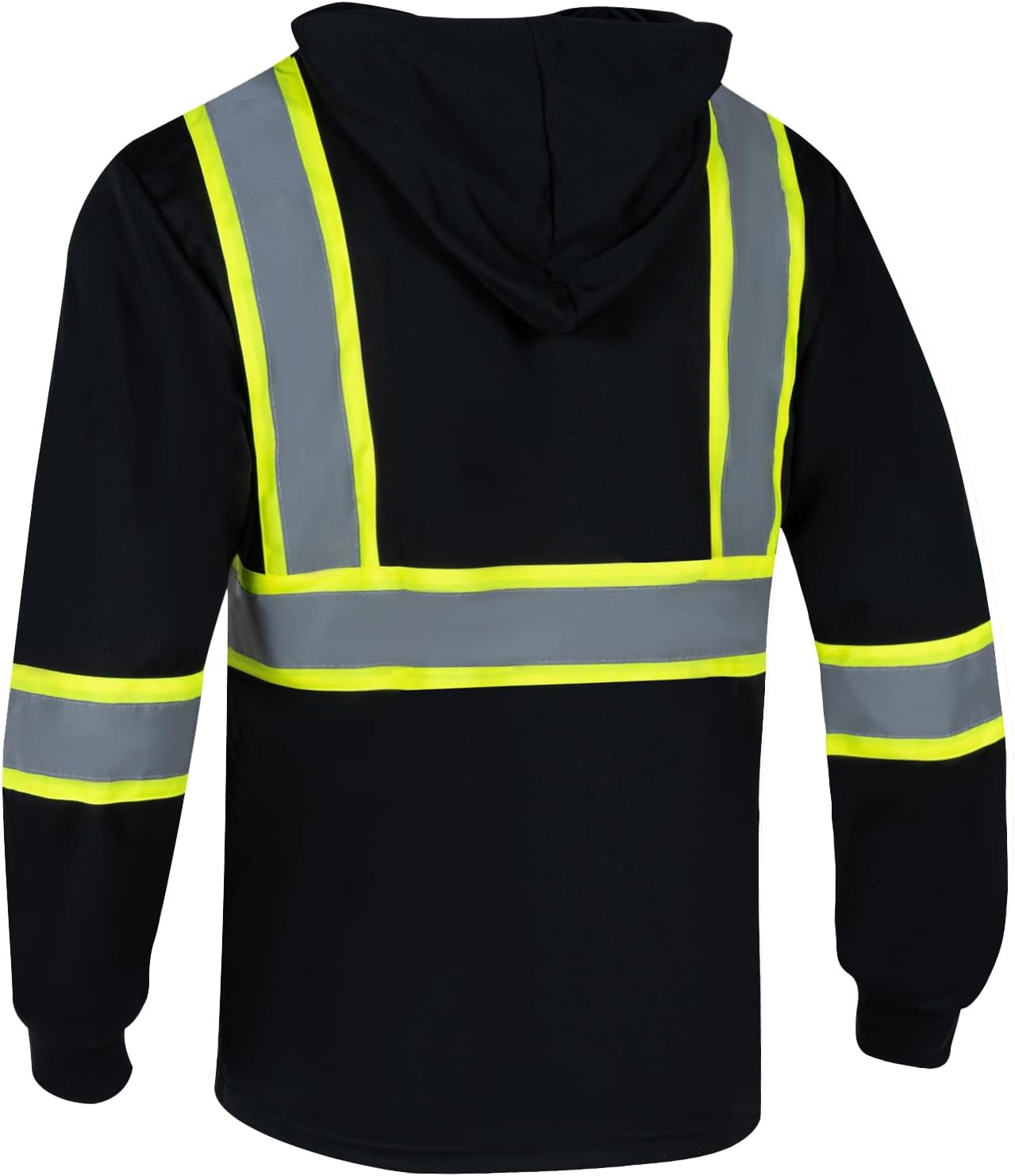 High Visibility Safety Shirts for Men with Hood Reflective Long Sleeve Shirt ASIN Class 3 Hi Vis Construction T Shirt - Image 3