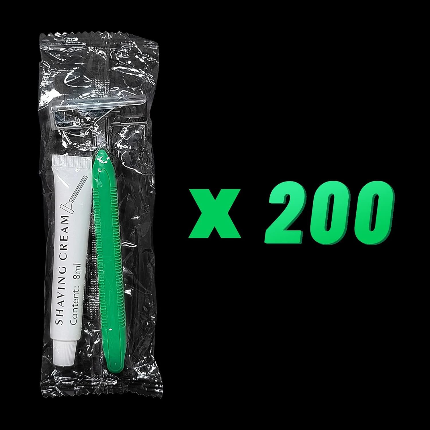 (200 Pack) Kheoxusa Disposable Razors,Disposable Razors for Women,Mens Disposable Razors,Bulk Razors Disposable Individually Wrapped,Twin Blades Disposable Razor for Lady,Men,Women,Tattoo-Green