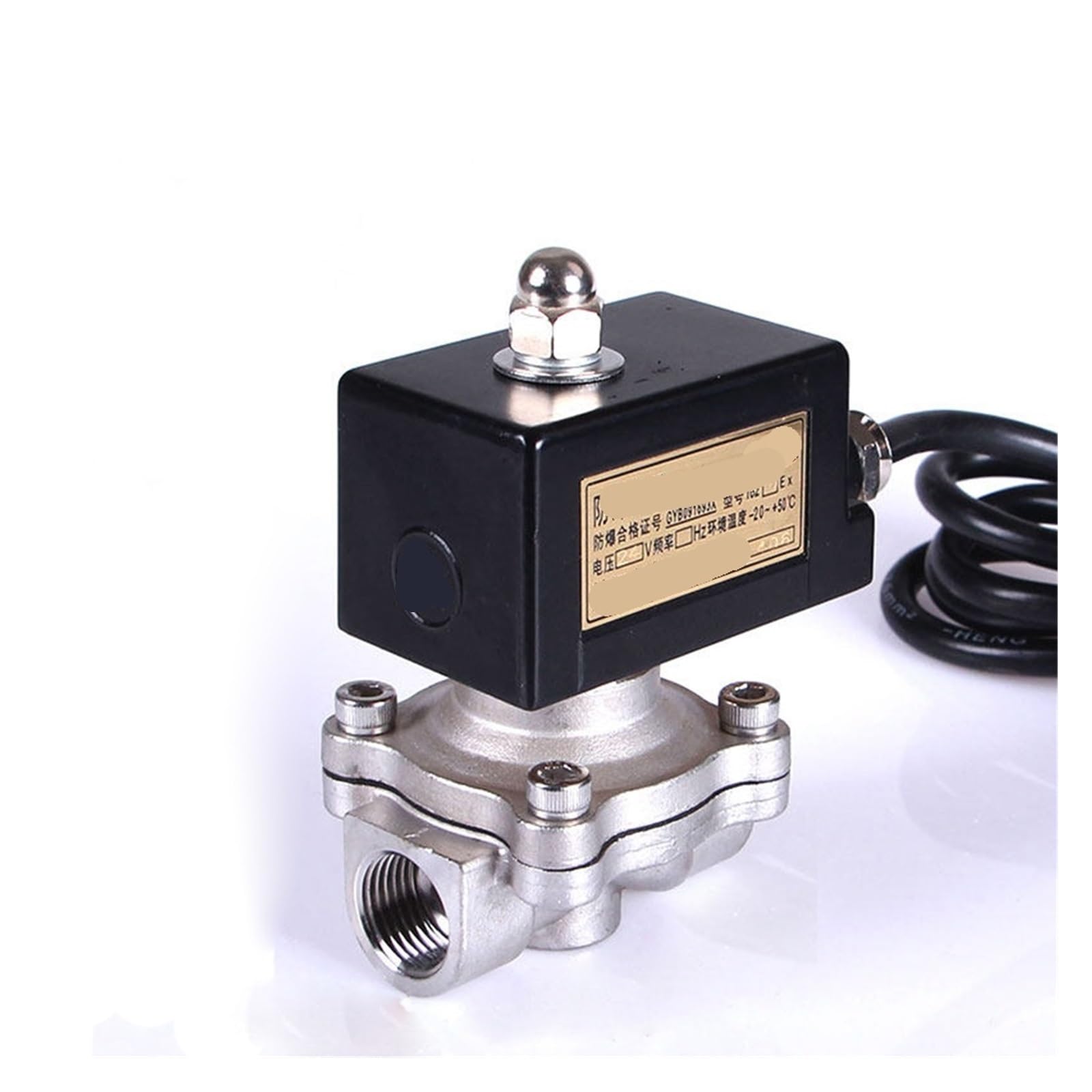 AWWVRLMM 1PCS 1/2" Stainless Steel Explosion Proof Solenoid Valve 2 Way and Gas(24VDC-NORMALLY CLOSED)