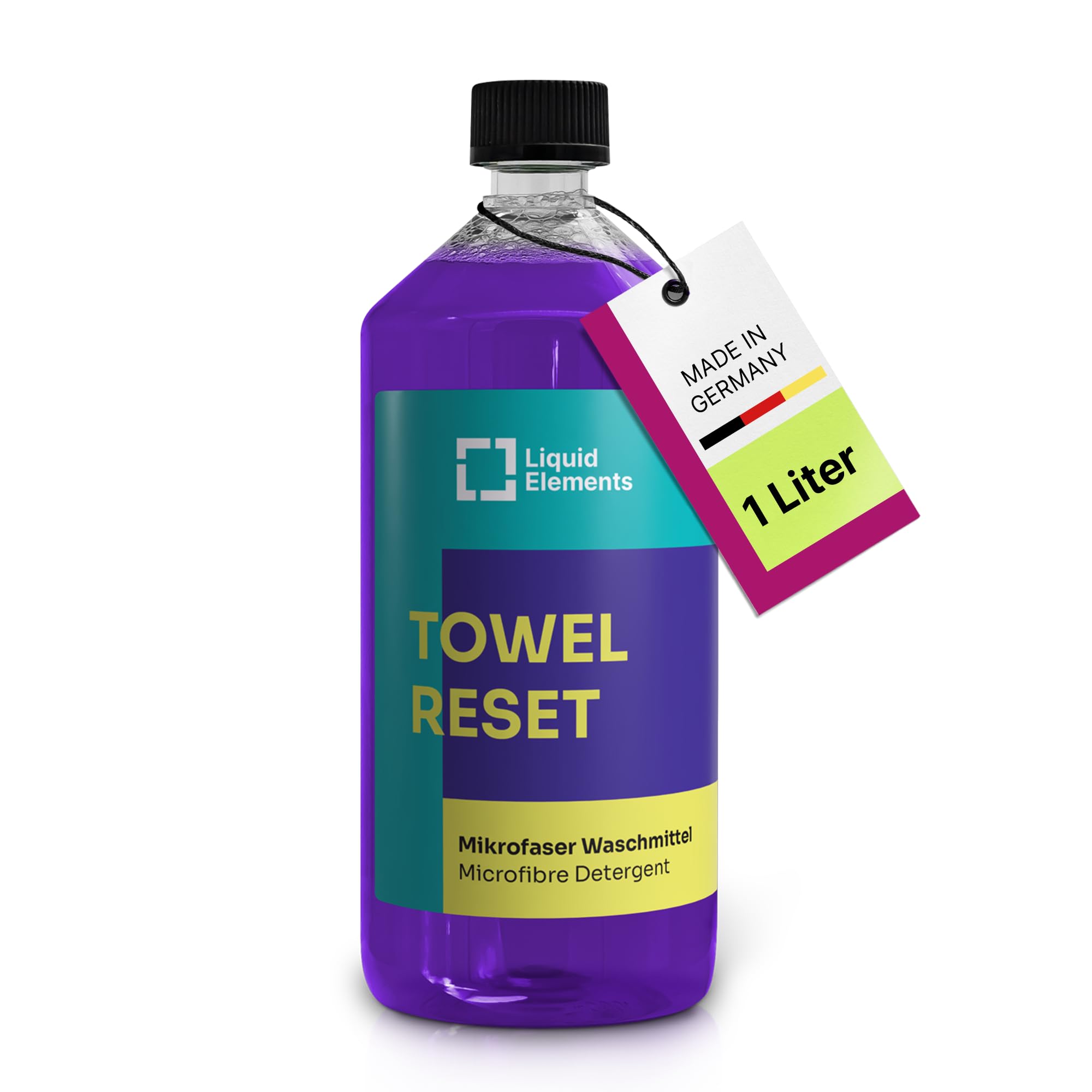 Liquid Elements – Towel Reset Mikrofaser Waschmittel 1 Liter – für eine gründliche, schonende Reinigung von Mikrofasertüchern & Polierpads – pH neutral & frei von Weichspüler