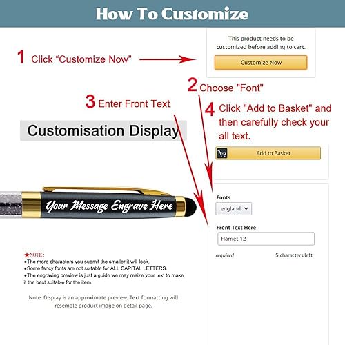 Miniatura 5 de Ancolo Bolígrafos Personalizados para Regalo - Bolígrafo de Bola con Punta de Lápiz Táctil, Elegantes Bolígrafos de Diamante de Cristal Premium,