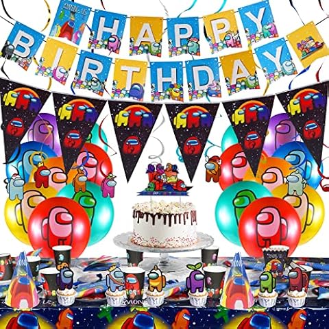 Amongs Us Birthday Party Set, Among Us Children's Birthday Decoration, Party Tableware Children's Birthday Party Birthday Decoration for Children's Birthday, Baby Christening (C1) Cover