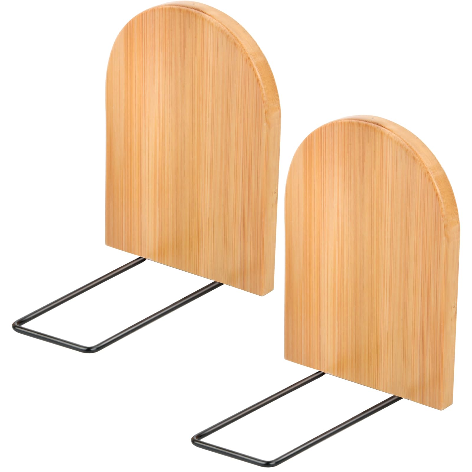 Dokeno Sujetalibros de Bambú (Pack de 2) - sujeta Libros estanteria para Libros ​​y Revistas - Patas de Metal Antideslizantes - Apoya Libros para Hogar, Oficina y Biblioteca (10,5 x 9,5 x 13 cm)