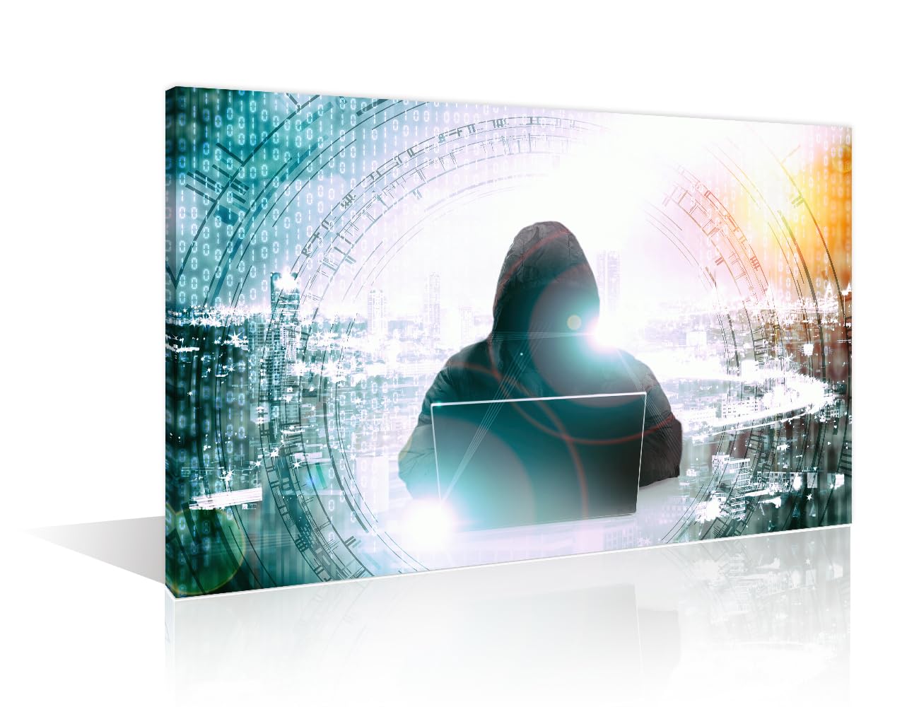 1 Panels Cybersecurity Internet Canvas Wall Art Computer Attack Risk Protection Paintings Prints on Canvas Modern Artwork Pictures for Living Room Bedroom Giclee Framed Ready to Hang 12" Wx18 H