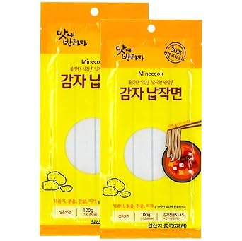 Minecook Potato Flat Noodles, Ready-to-Cook - Chewy & Absorbent, Ideal for Tteokbokki, Stir-fry Hot Pot, Stews - No Soaking Required, Quick & Easy_100g x 2ea 200g / 7.05oz