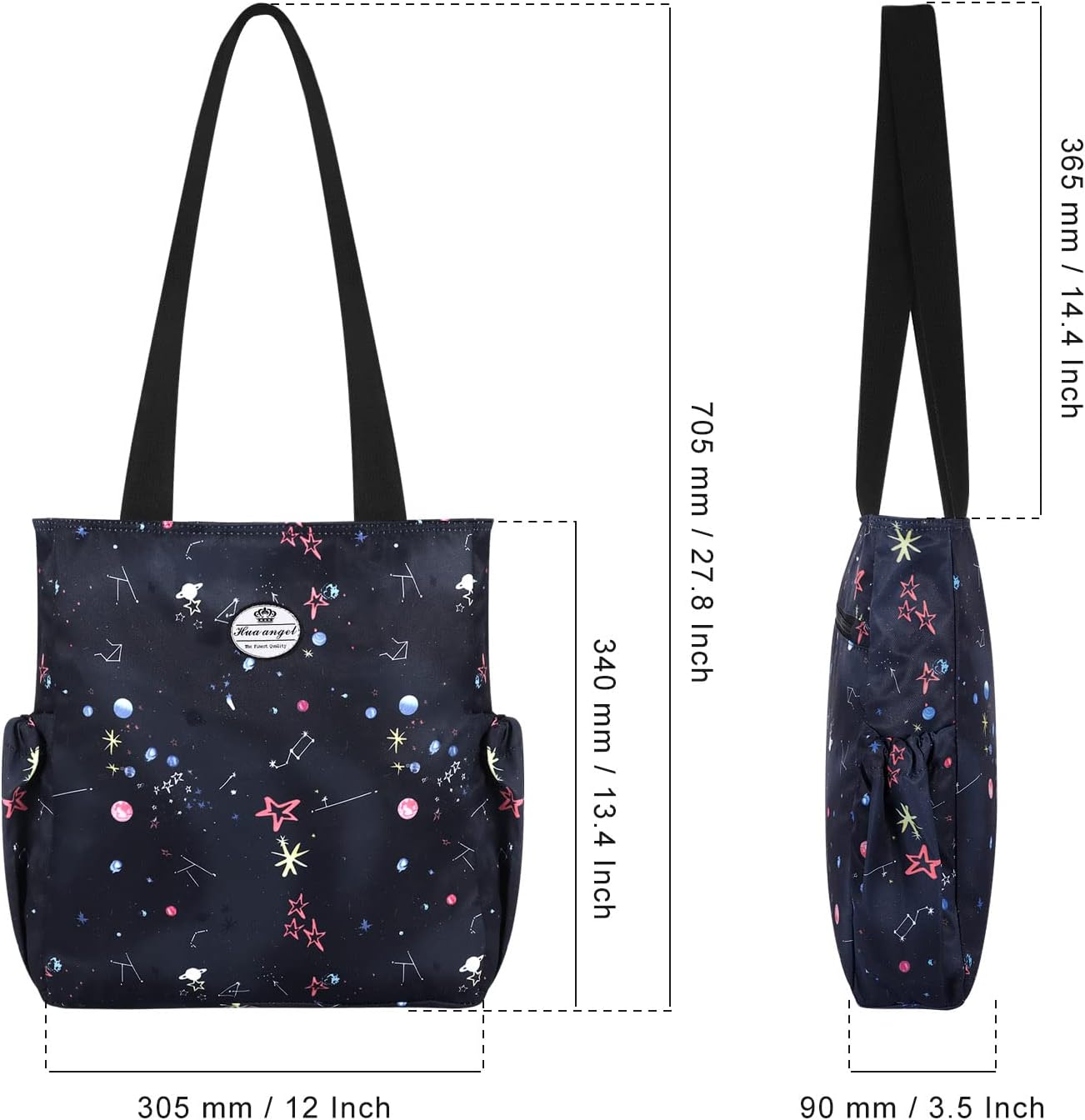 HUA ANGEL Floral Tote Bag - Casual Shoulder Bag Daily Tote Bag with Zipper Gym Travel Shopping Work Handbag for Women - Image 5