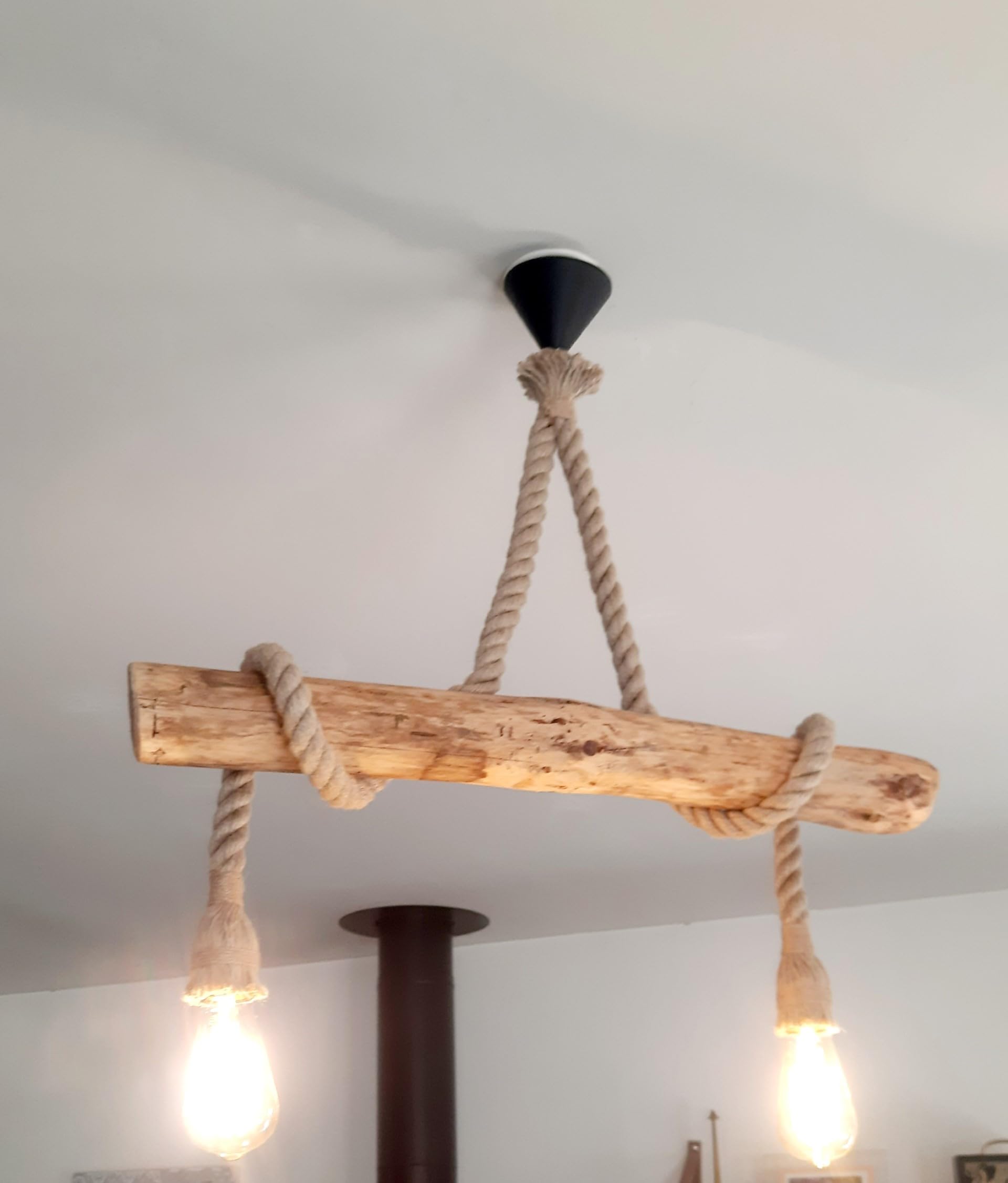 Lustre En Bois Flotté Fait Main - Suspension Luminaire Naturelle - E27