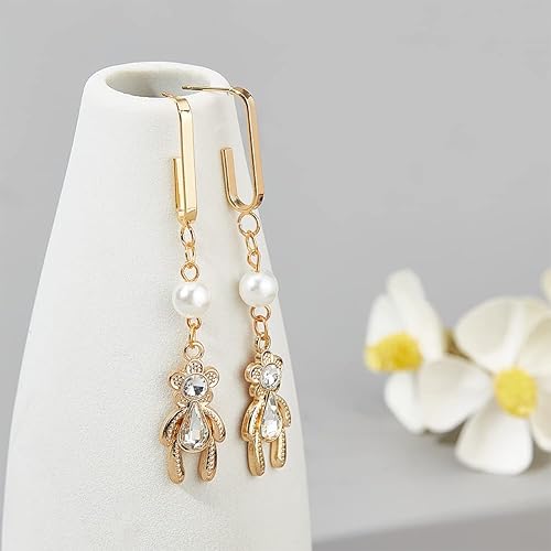 Miniatura 4 de BENECREAT 12 piezas de aretes chapados en oro de 18 quilates, aretes ovalados de latón con bucles verticales y 30 tuercas de plástico para la