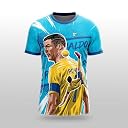 GOAT Edition Aqua Tribute Football Jersey | Personalized Name & Number Custom Soccer Fan Shirt | Lightweight Dry-Fit Blue Teamwear Men Women Kids | Iconic Overhead Kick Collector Gift India gallery image