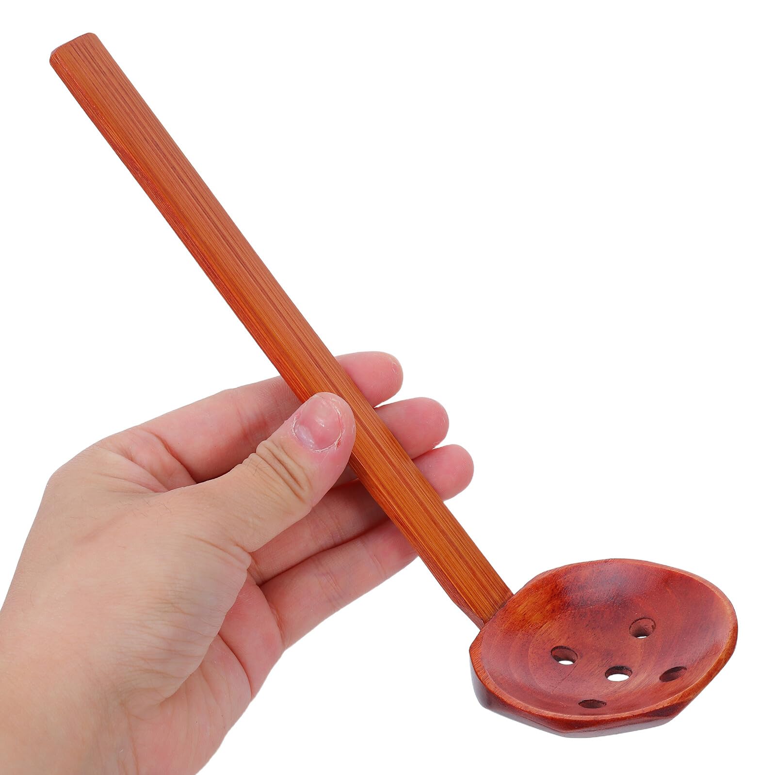 iplusmile Cuillère à Égoutter en Bois de Nanmu à Fentes, Louche Cuisine Multifonction Résistante la Chaleur Manche en Bois, pour Buffet, Ramen et Service à Table, Ustensile la Cuisine