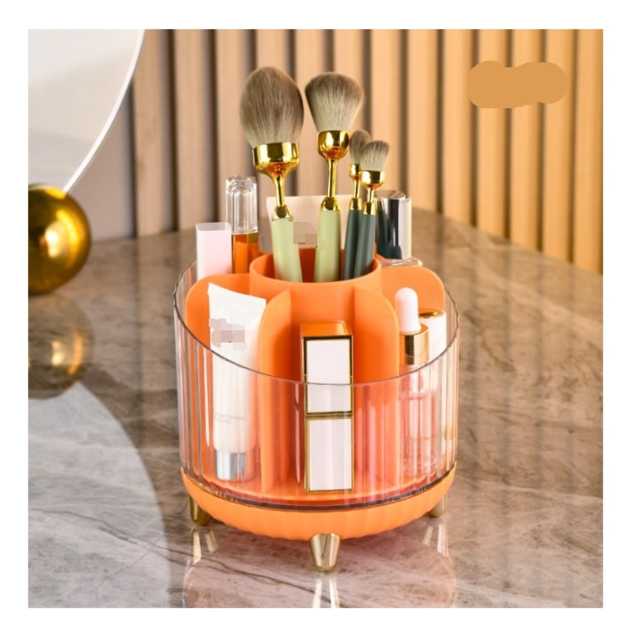 Organizer do Makijażu Elegancki Obrotowy Uchwyt Na Pędzle Do Makijażu O 360° Organizer Szminki 6-miejscowy Biurko Przybory Długopis Kosmetyczny Eyeliner Pojemnik na Kosmetyki(C)
