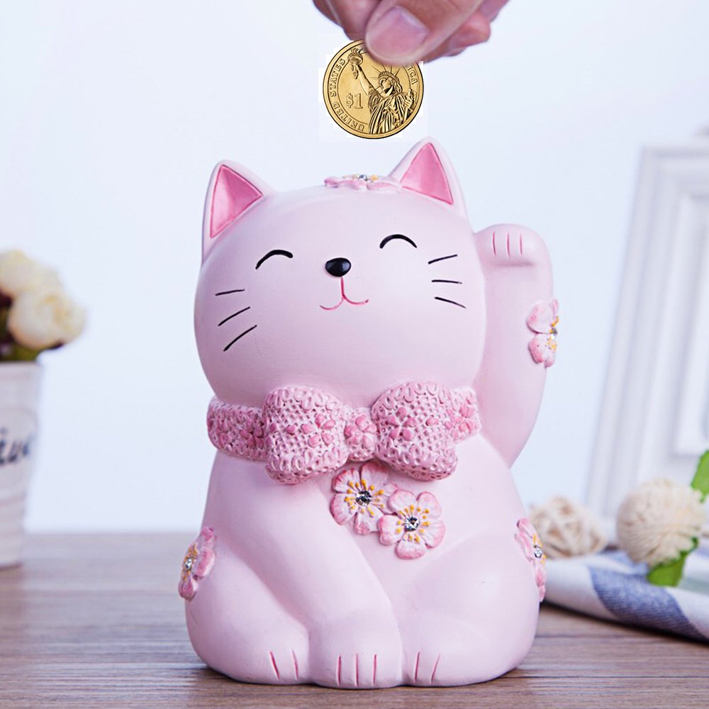 Amazon.co.jp: 招き猫貯金箱-4.8寸 レジン 個性的でかわいいおもしろ