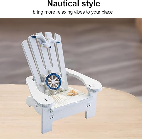 Miniatura 4 de Mini silla de playa, mini silla de playa de madera de estilo náutico, silla de playa resistente de pino natural para la sala de estar, baño o