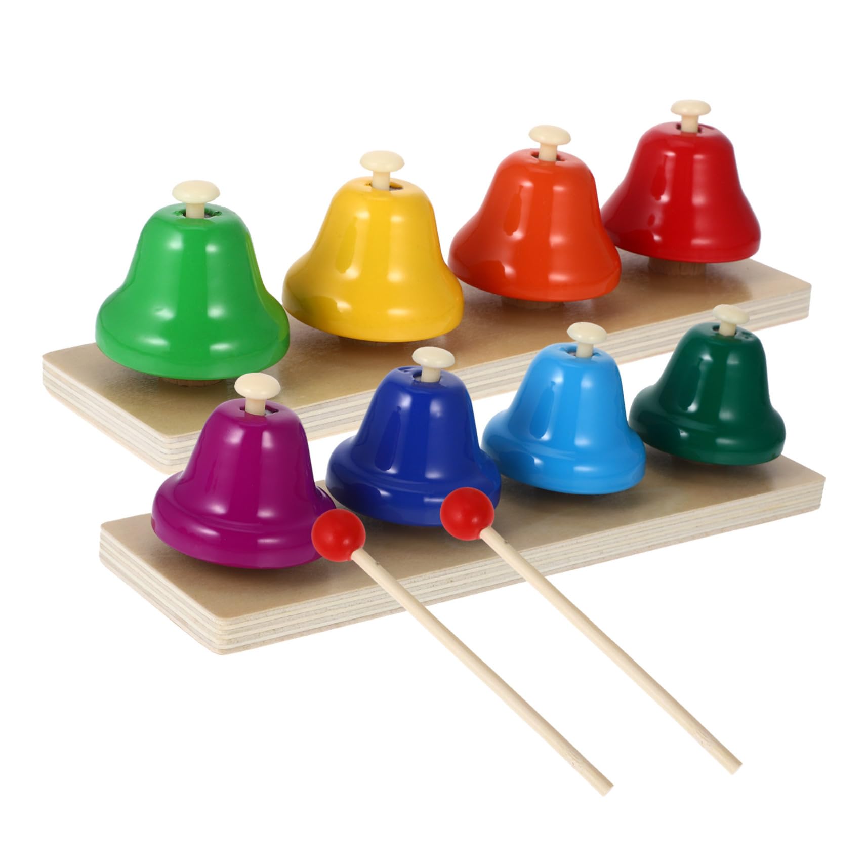 Juego de 2 Campanas de Mano de Instrumentos de Percusión para Niños, Juguetes Musicales de Madera Portátiles Tonos Variados para Desarrollo Sensorial y Habilidades Motoras