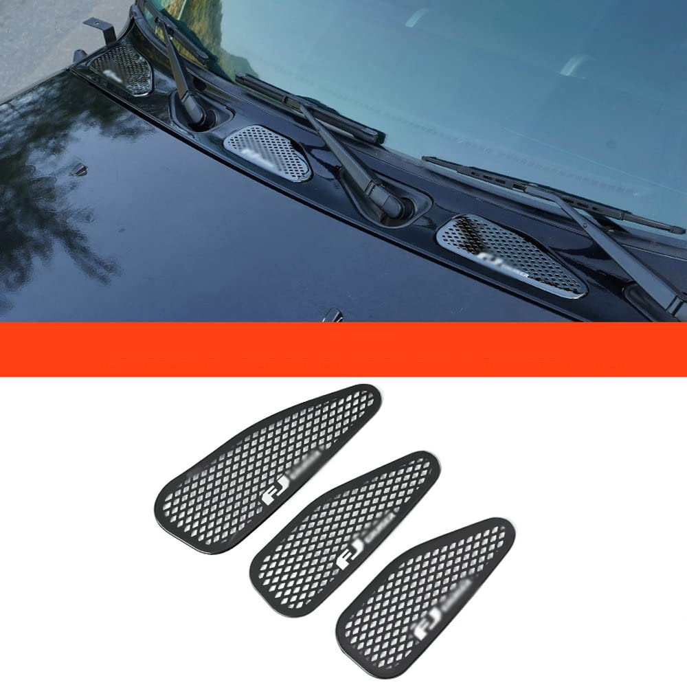 FTAPACCE 3PCS Front Hood Vent Grille Mesh Vent Cover Trim Fits for FJ Cruiser 2007-2016 Stainless Steel Black