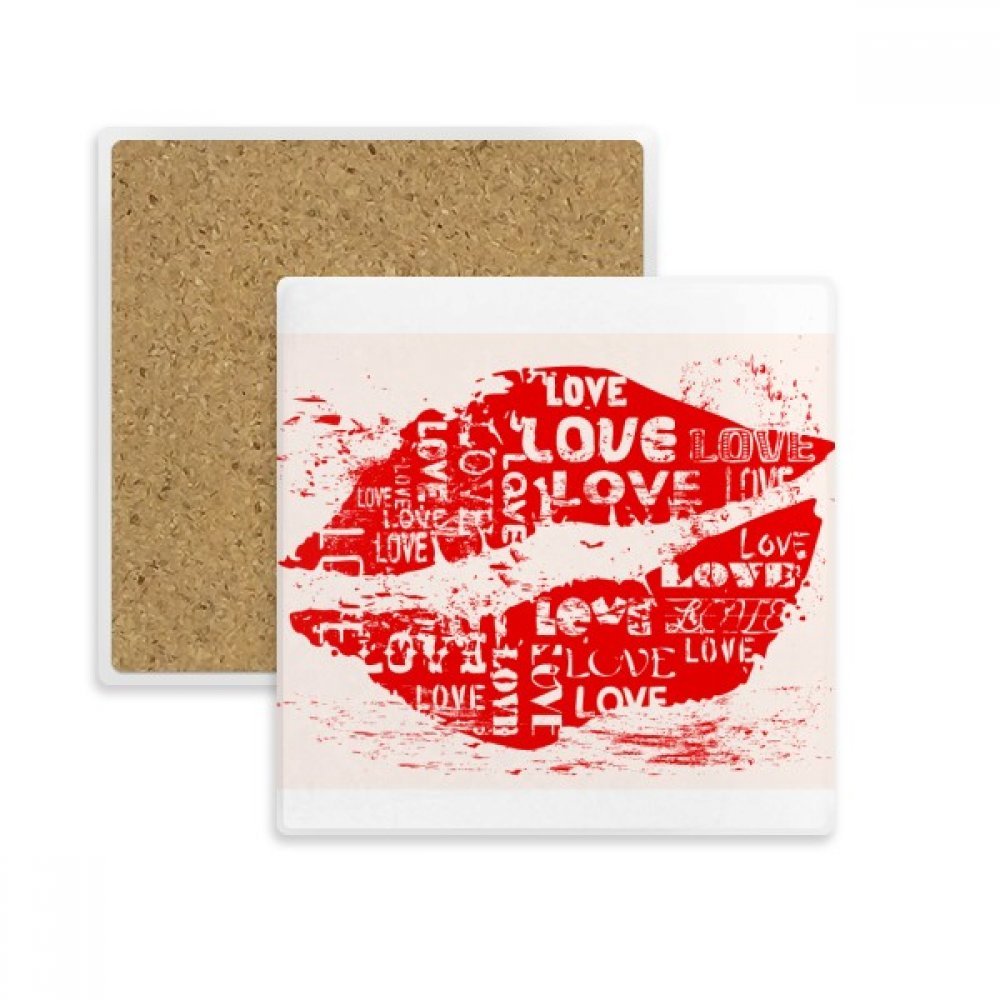 Dessous de verre Saint-Valentin en pierre absorbante pour un café romantique en duo