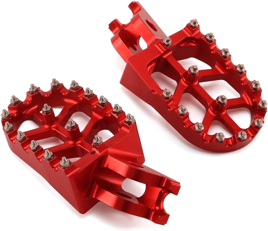 Motorcycle CNC Billet Foot Pegs FootPegs Pedals Rests For Honda CR125R CR250R CRF250R CRF250X CRF450R CRF450RX CRF450X CRF250L CRF250M CRF 250R 450R 250X 450X Motocross Dirt Bike（Red）