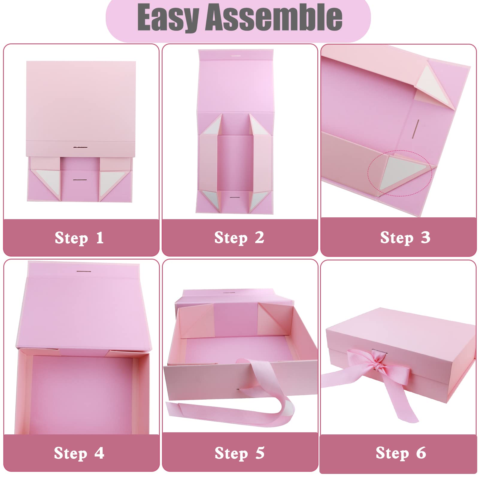 Caja De Regalo De Cumpleaños Con Lazo De Tapa, 21 X 17 X 7 Cm, Cajas De Regalo Magnéticas, Caja De Regalo Para Cumpleaños, Bodas, Vacaciones (rosa