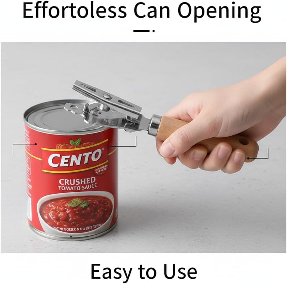 Kitchen Gadgets Set with Wooden Handles, 9-Piece Stainless Steel Utensil Set, Includes Bottle Opener, Ice Cream Scoop, Pizza Cutter, Can Opener, Whisk, Grater, Peeler