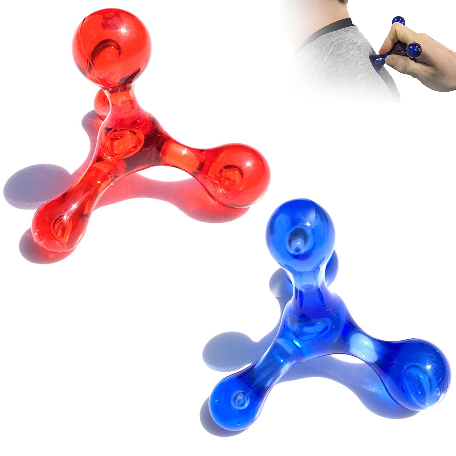 Masajeador de Punto Gatillo de 4 Puntos 2 piezas Empujador Corporal Manual De Plástico Masajeador De Mano De Cuatro Puntos para espalda, cuello, hombros