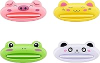 Vista 1 de Pasow Cartoon Animal Plastic Frog Cat Panda Pig Shaped Toothpaste Cream Squeezers - Pack of 4 Mix Designs