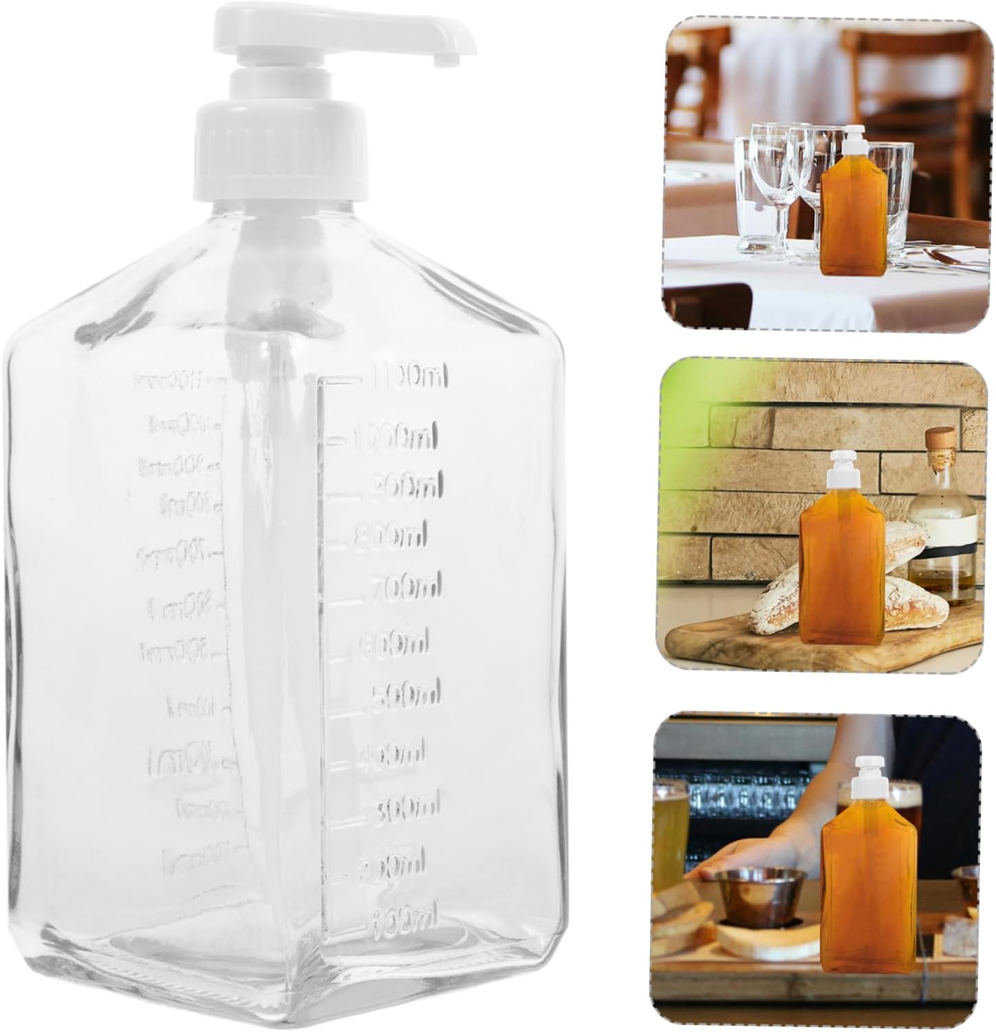 Mikinona Syrup Bottles Pump Glass Syrup Dispenser for Canning Easy to Identify Items