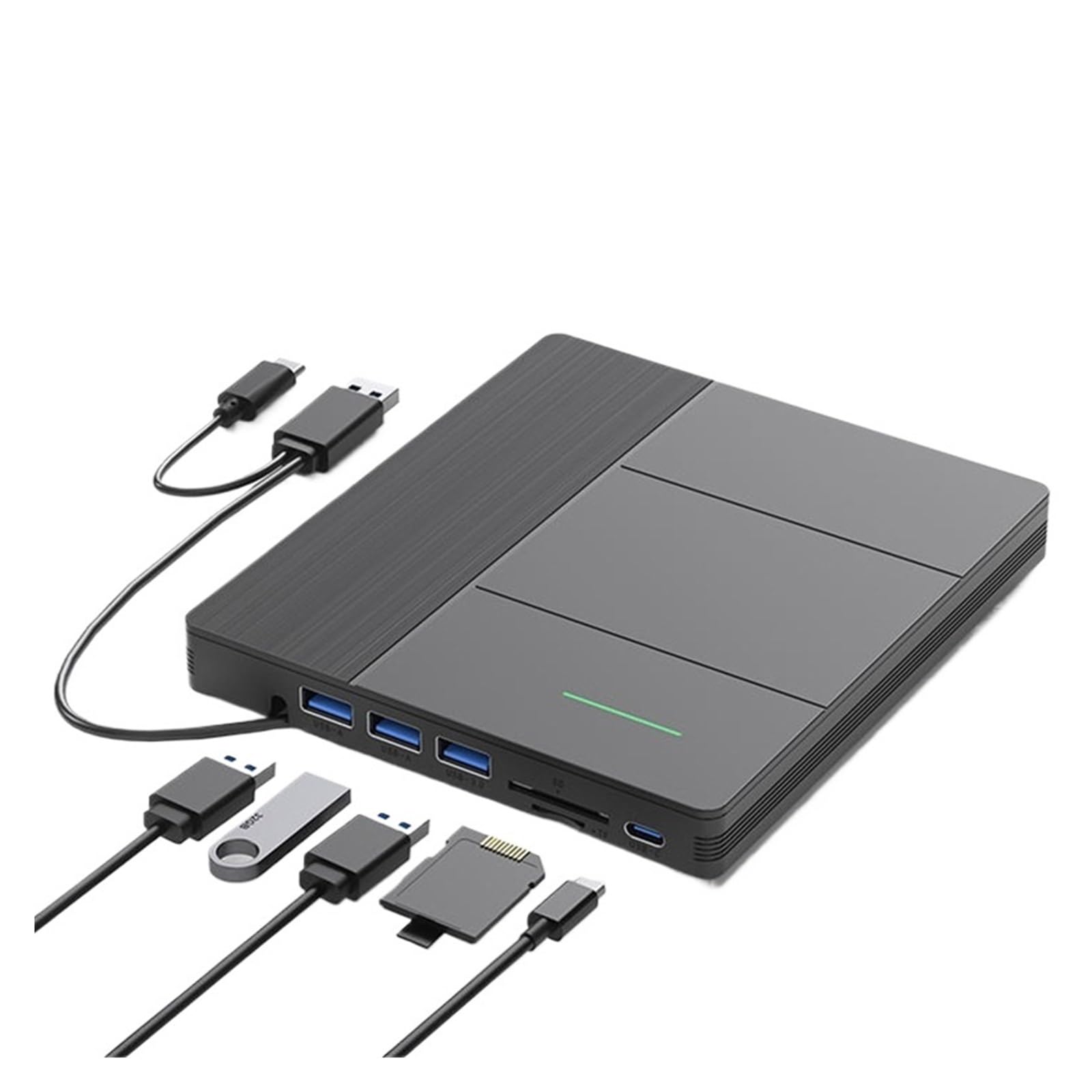 Dcdcd One Color 7 In 1 External Blu-Ray Dvd Rw Burner Usb3.0 Type-C Sd Tf Card Reader Portable Optical Drive
