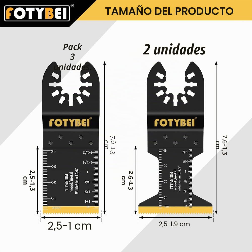 Hojas de Sierra Oscilante de Titanio, 5 Piezas Cuchillas Multiherramienta Oscilante Accesorios para Madera Plástico Metal, Compatible con Dewalt Makita Parkside Black&Decker y más