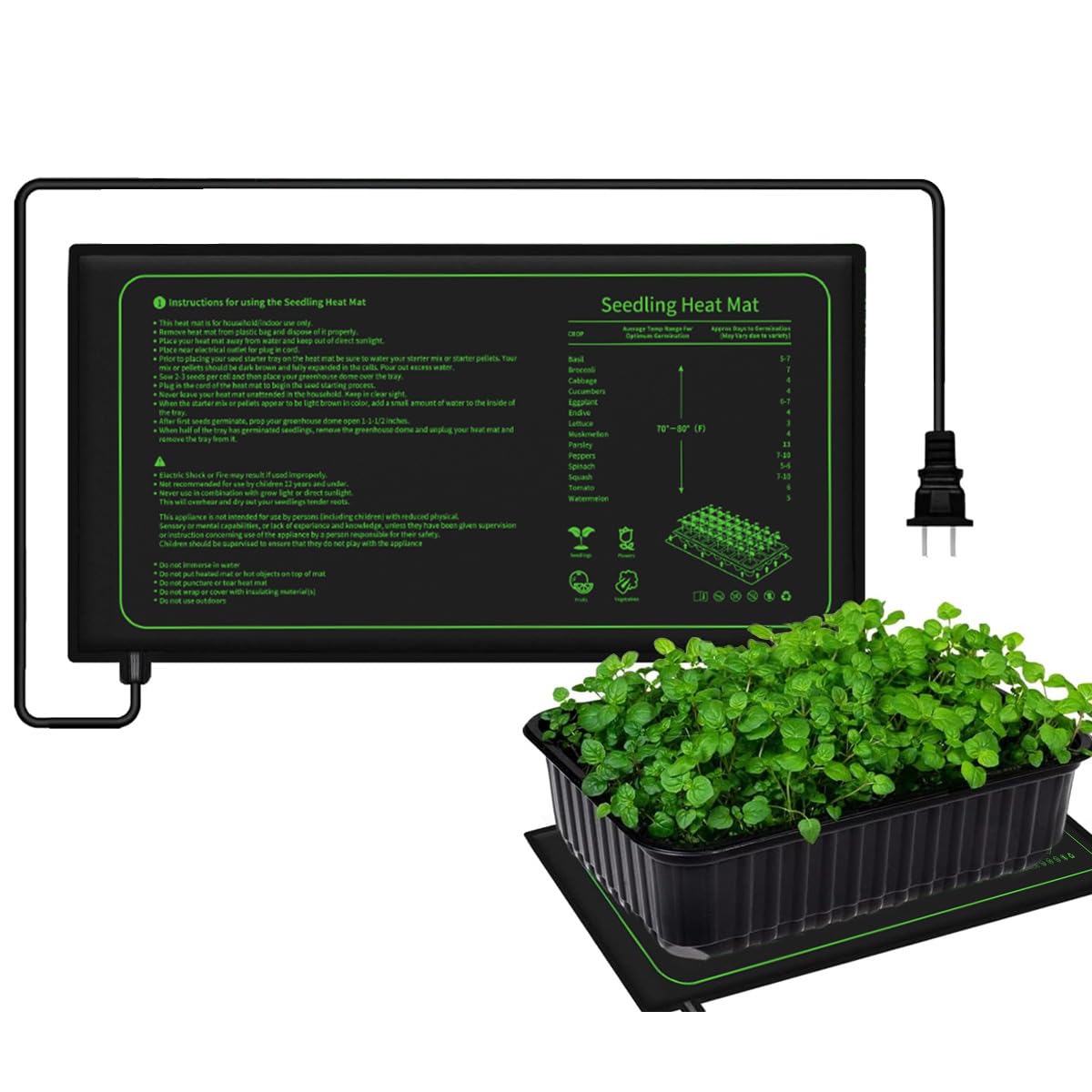 植物加熱用マット 2パックヒーリングマット サーモスタット付き 屋内温室用 防水 水耕栽培、自家醸造、爬虫類Terrariu用 苗マ