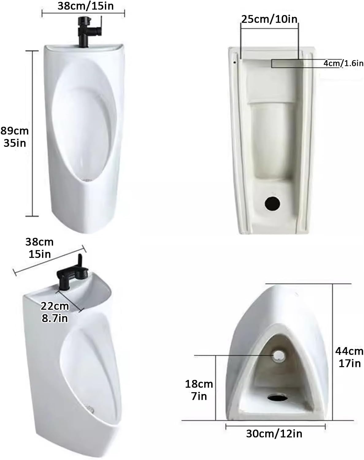 Floor-Standing Ceramic Urinals for Men, with Wash Basin and Faucet, Splash-Proof Male Urinal Anti-Odor Design, for Schools/Public Places