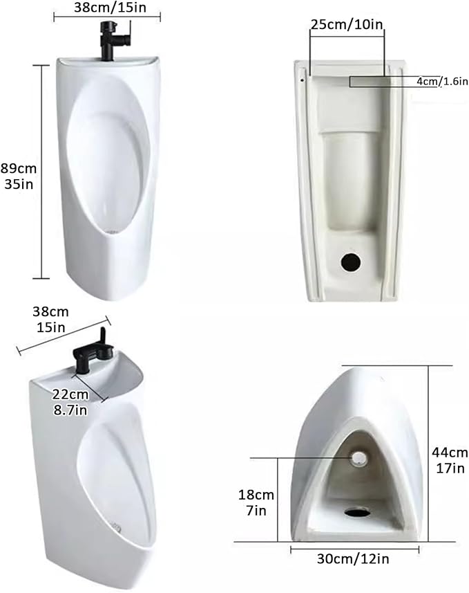 Orinal de cerámica para piso con lavamanos y grifo miniatura 2