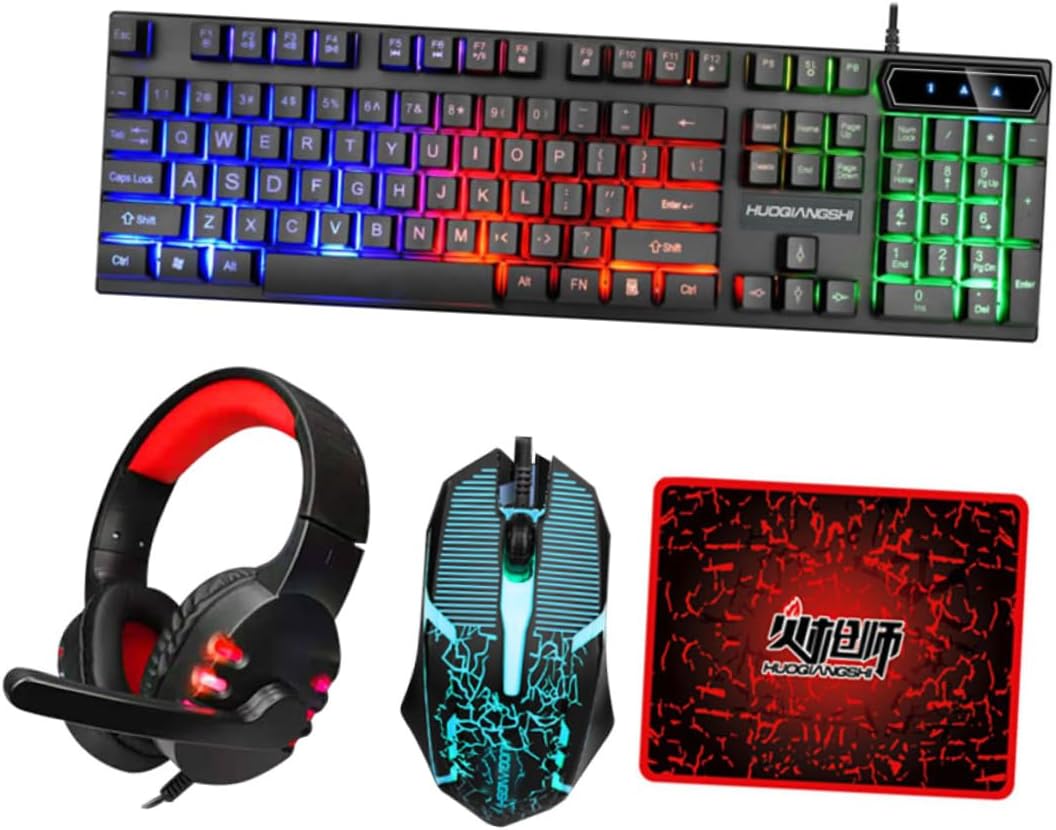 Uonlytech USB Keyboard and Mouse Ergonomic Backlit Computer Accessory Mousepad Easy Installation