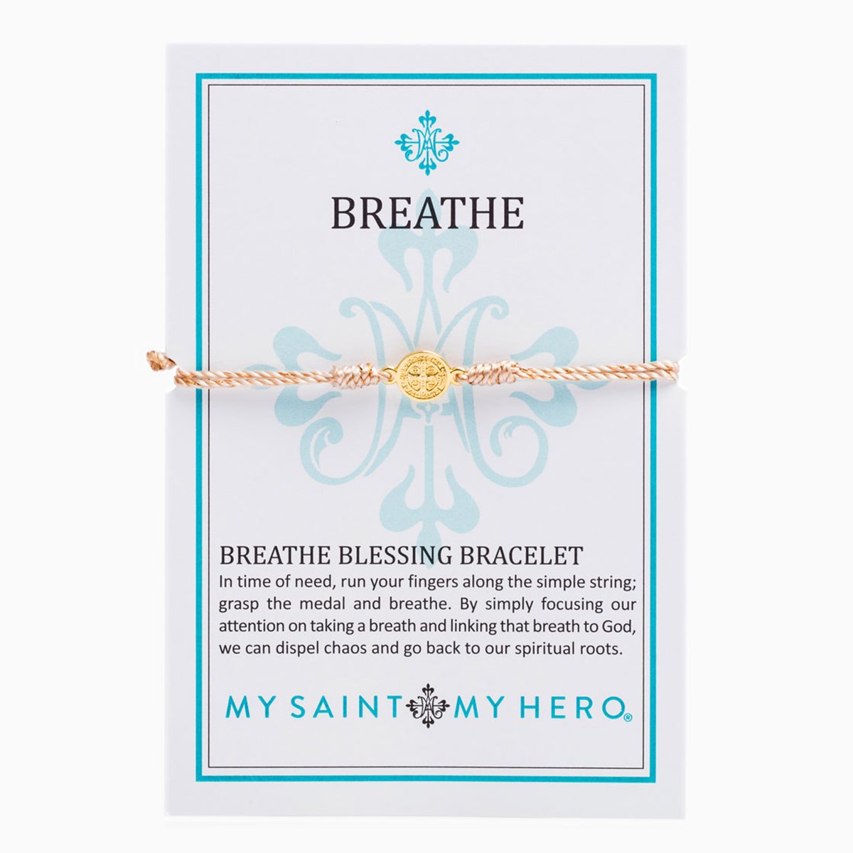 My Saint My HeroBreathe Blessing Bracelet - Metallic/Copper-Tone and Gold-Plated Medal, adjustable up to 9.5 inches, Metal