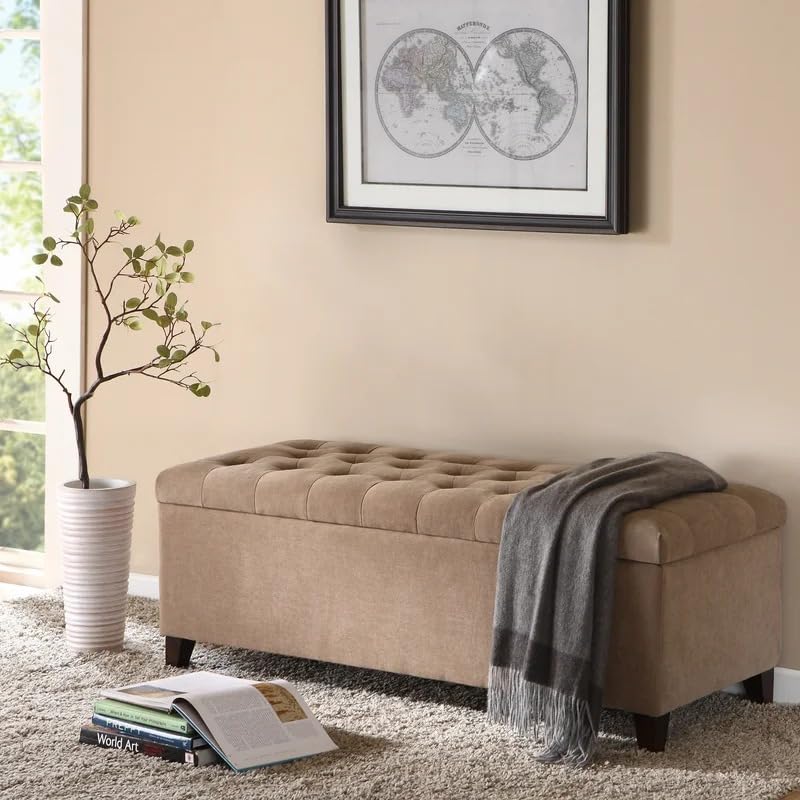 LEGACY OF COMFORT Amalfi 2 Seater Sofa Upholstered Ottoman Bench with Storage, for Living Room, Bedroom, Entryway (Tan)-image-46