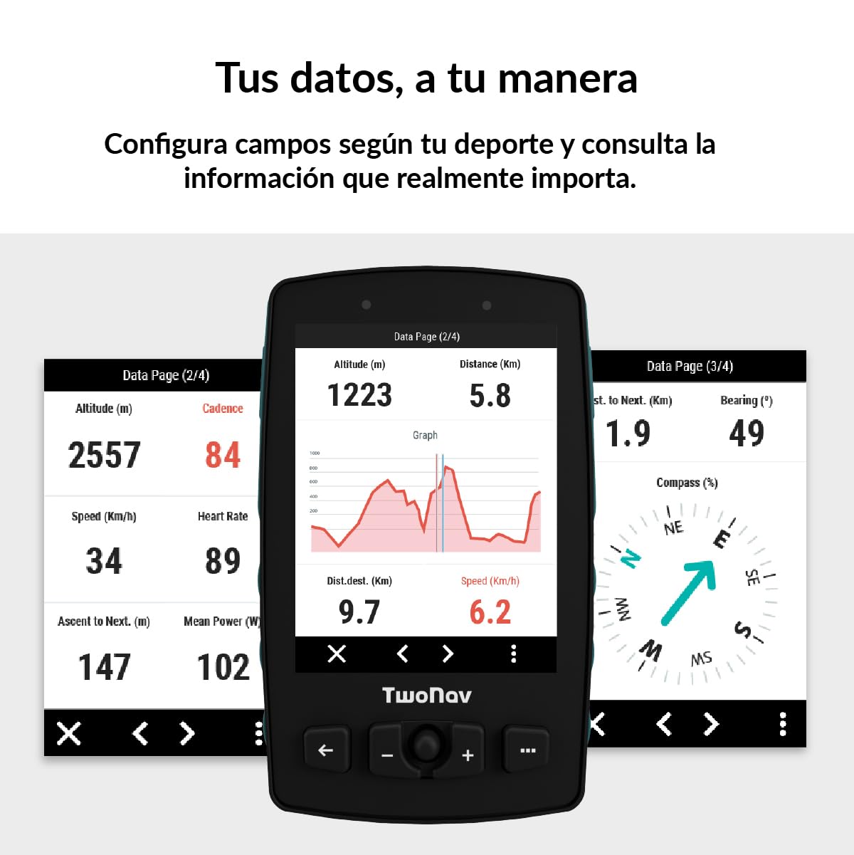 TwoNav Aventura 2 Plus (32 GB) + MicroSD (128 GB) + Mapa Completo España IGN Topo 1:25.000 Instalado, GPS de Mano con Pantalla Amplia 3.7 Pulgadas, Botones y Joystick para montaña, Alpinismo