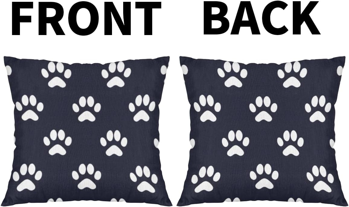 Black White Paw Print Throw Pillow Covers 20x20 Inch for Living Room Couch Bed Sofa Square Cushion Case Dog Paw Throw Pillow Cover Farmhouse Boho Home Decor
