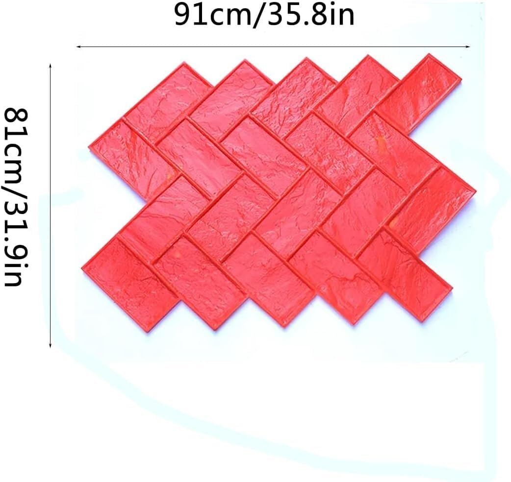 TIST Concrete Floor Stamping Mold, Herringbone Brick Shaped Cement Textured Stone Slab Pad
