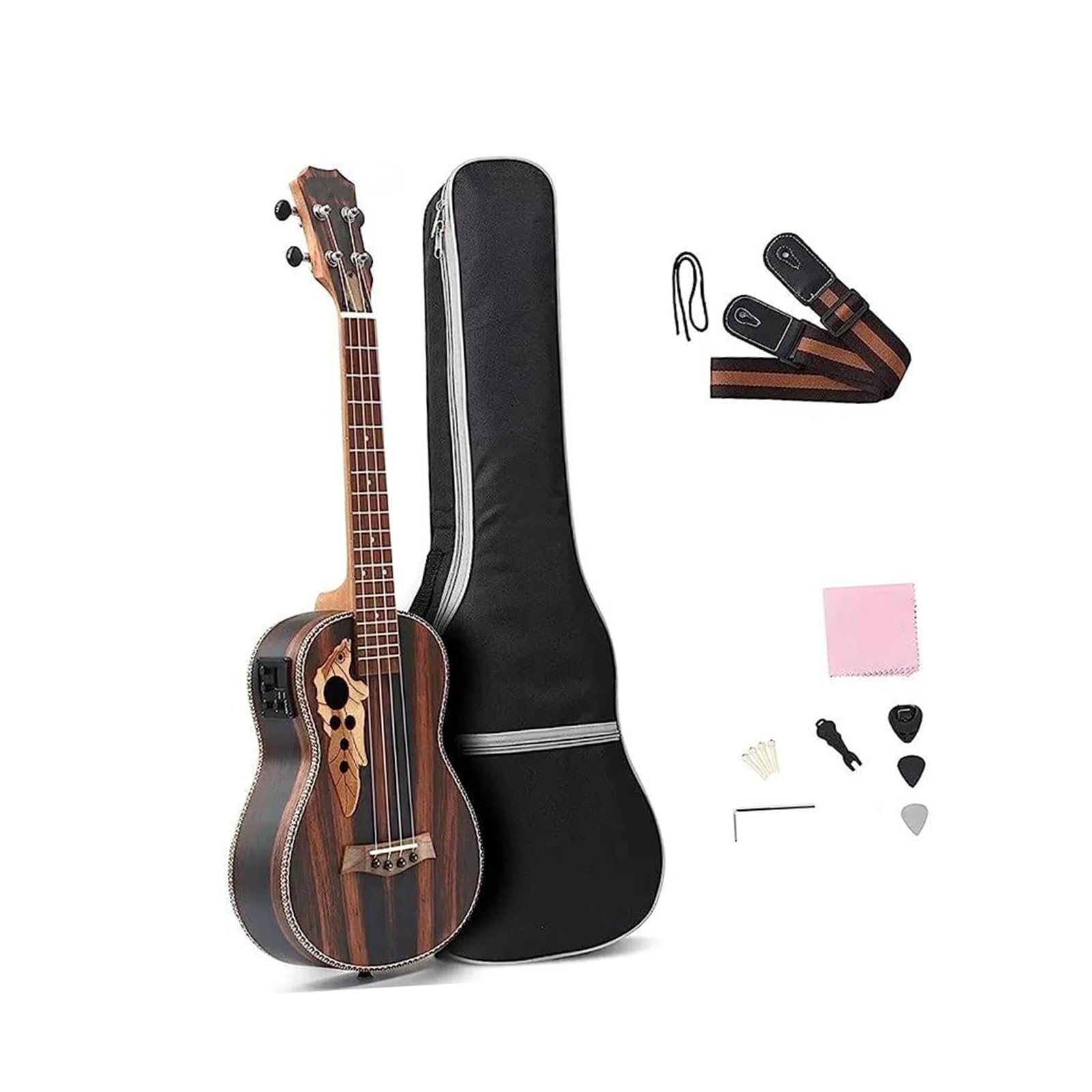 Ukulele Per Adulti Set Di Ukulele Tenore Acustico Elettrico Da 26 Pollici Per Mancini Con Truss Rod Ed Equalizzatore(Right Hand)