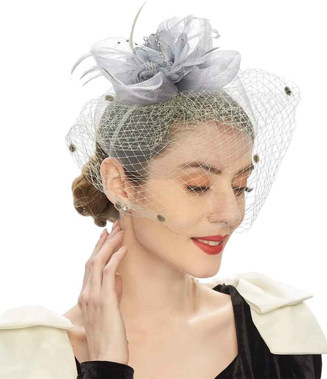 Fascinator Hats For Women Tea Party Headband Wedding Accessories Flower Mesh Hats
