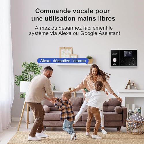 RenseCum Alarme maison sans abonnement sans fil WiFi + 4G pour maison et appartement, kit alarme connectée Smart Life, alertes par appel & SMS, compatible Alexa & Google Assistant (Lot de 24 articles) - 5