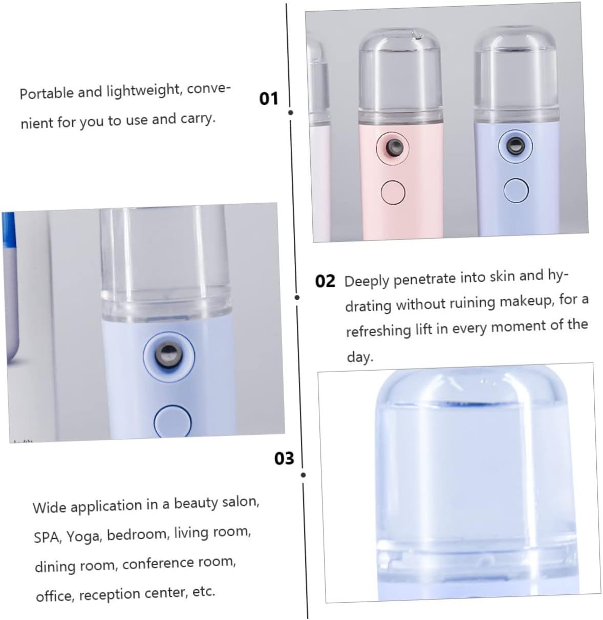 USB Rechargeable Portable Face Steamer Mist Spray Creative Humidifier for Deep Skin Hydration and Makeup Friendly Moisturizing Lightweight Handheld Facial Mist Sprayer for Daily