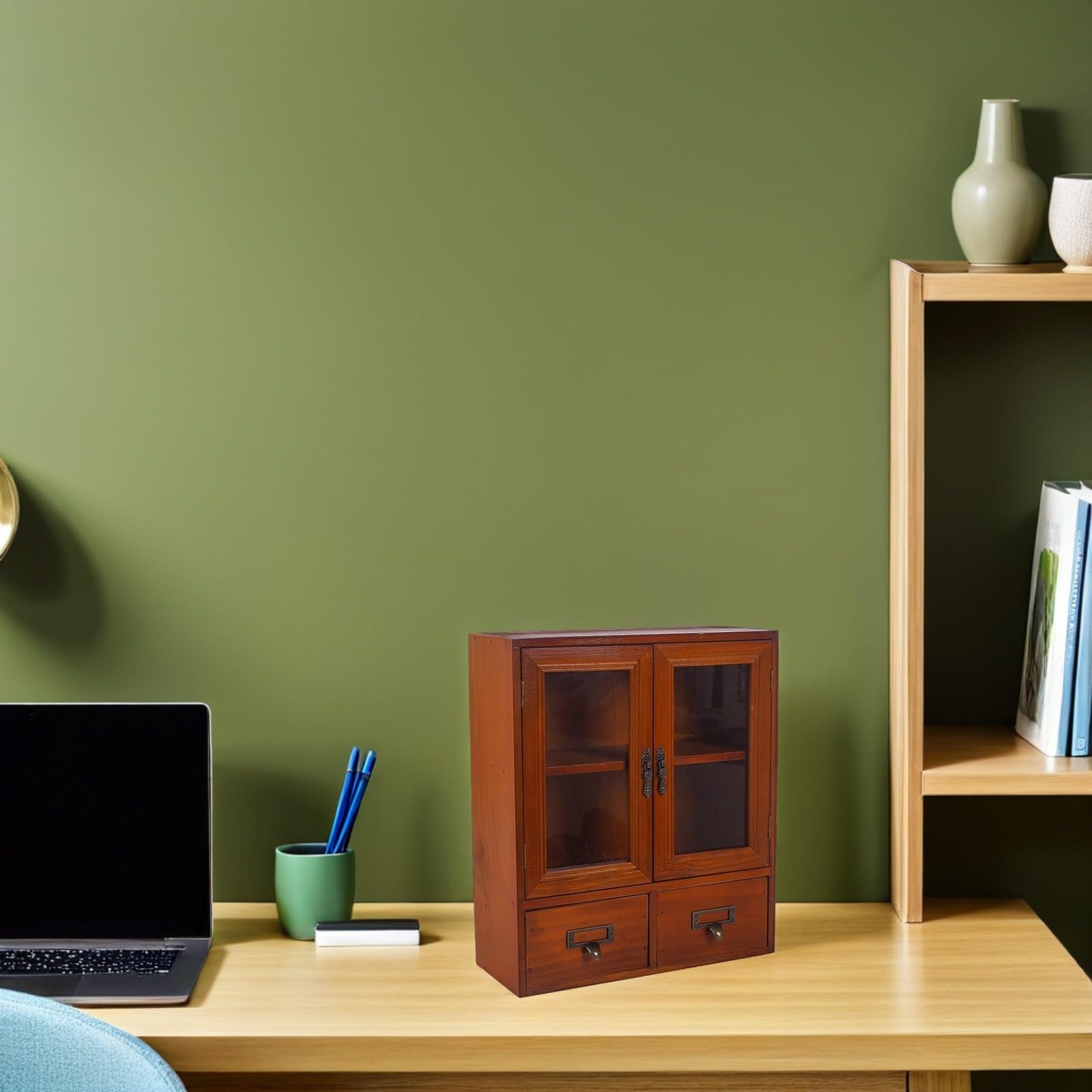 Doppelter Türschrank aus Holz im Vintage Stil mit vielfältigen Schubladen für Küchenorganisation und Schlafzimmernutzung