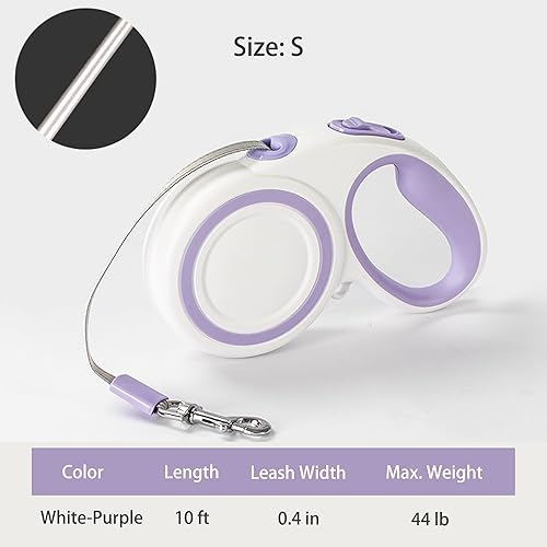 Miniatura 6 de Correa retráctil para perro de 360 sin enredos, cinta de nailon reflectante resistente de 10 pies de largo, hasta 44 libras, sistema de frenado de