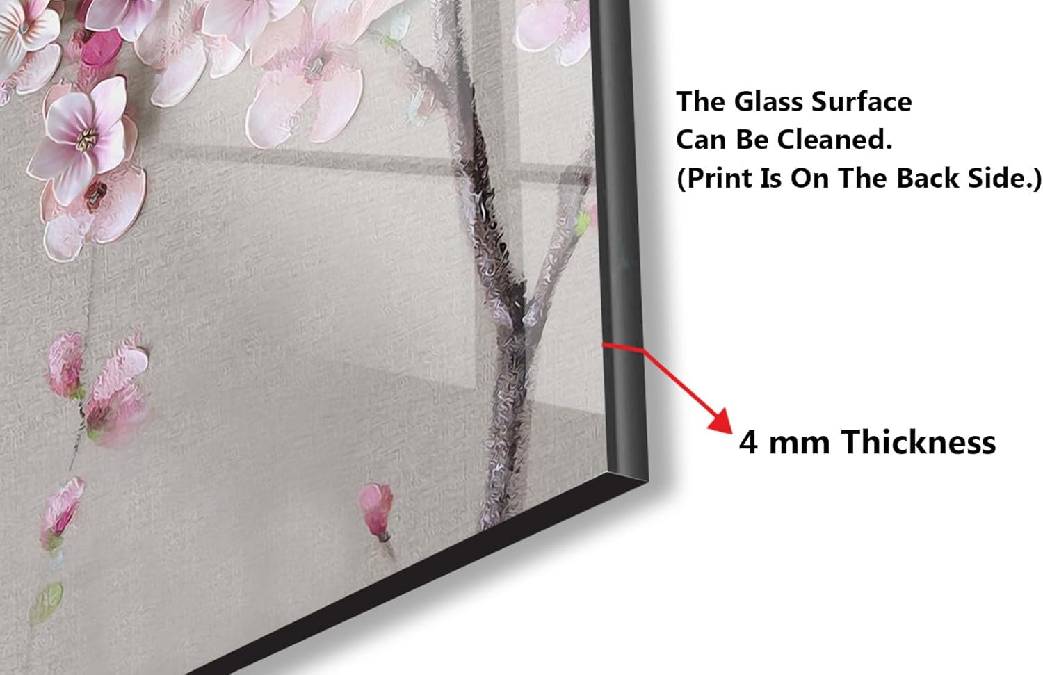 Myphotostation.com 16x16'' Tempered Glass Botanical Backsplash Design Cooker Wall Backsplash Panel Glass Splashback for Kitchen Panel Design Pink Floral Splashback Herbs
