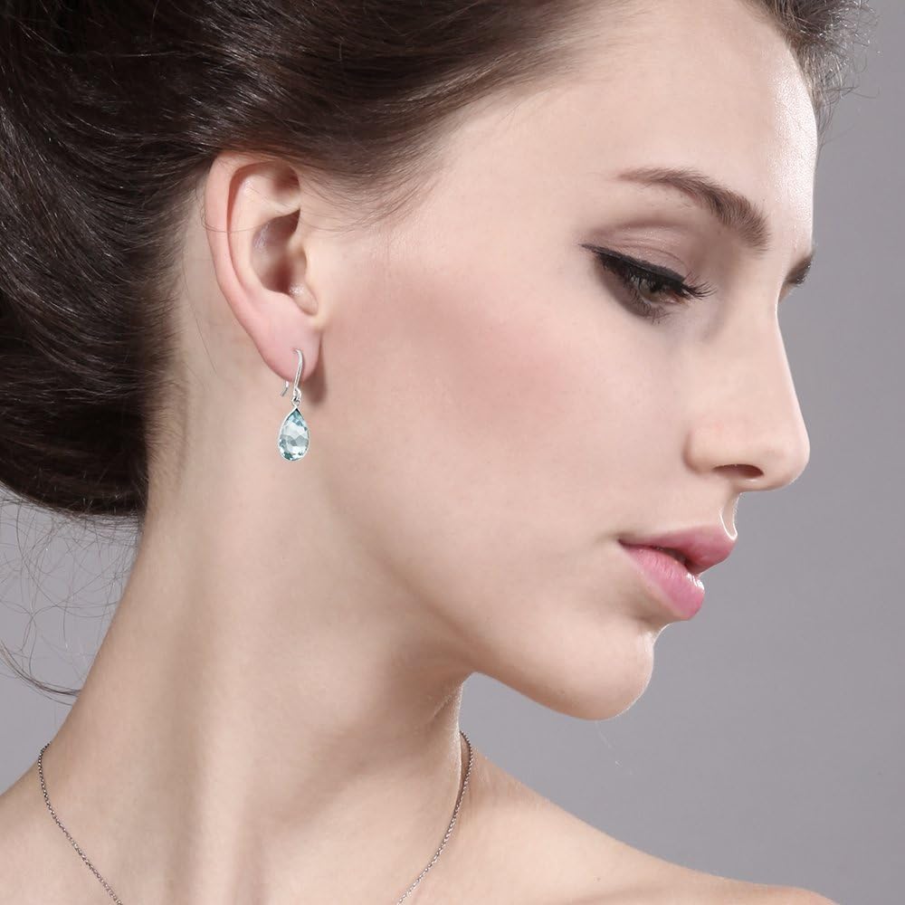 Gem Stone King 6.00 Cttw Swiss Blue Topaz Earrings In 925 Sterling Silver | Pear Shaped 12X9MM | Gemstone Birthstone | Drop Dangle Teardrop Earrings For Women - Image 5