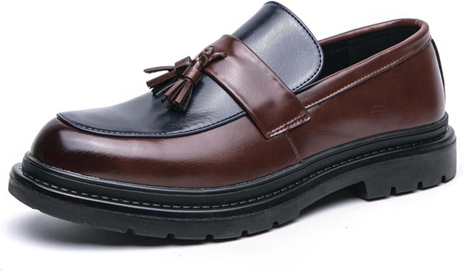 Men's Fashion Tassel Platform Loafers Comfortable Wide Round Toe Slip on Lug Sole L...