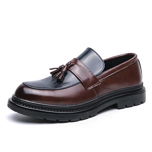 Men's Fashion Tassel Platform Loafers Comfortable Wide Round Toe Slip