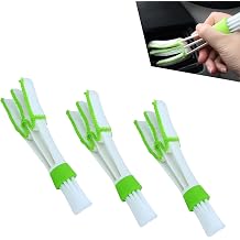 3 PCS Mini Duster for Car Air Vent, 3 Arm Soft Microfiber Dashboard Cleaner, Detachable Washable Brush Head Cleaning Tool, for Window Blinds & Keyboard & AC Vents & Fans Green