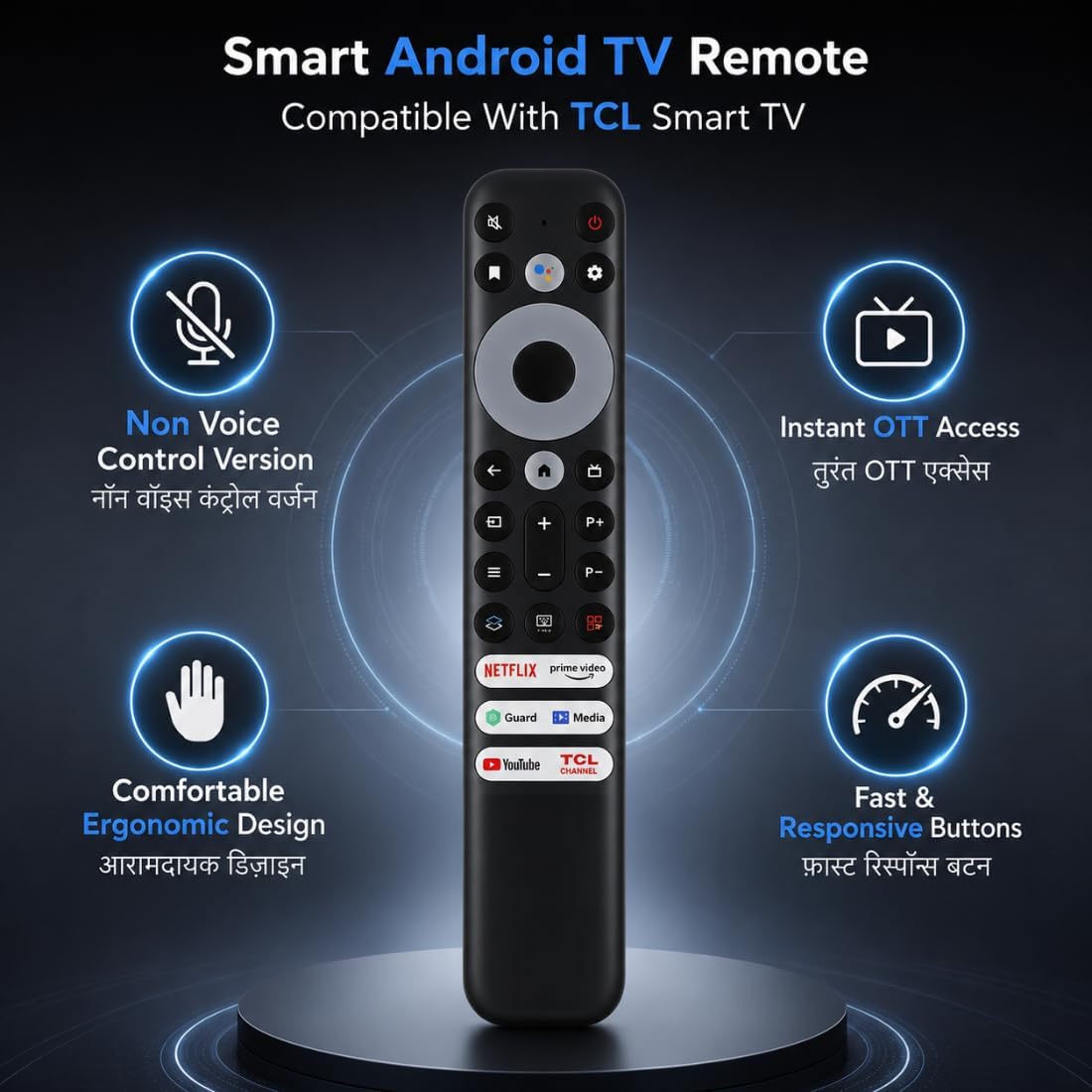 TCL TV Remote Replacement for TCL Smart TV (32/43/55 Inch LED TV) | Compatible with TCL Android & 4K UHD TVs | No Pairing Required | Model 902V — Amazon image 8