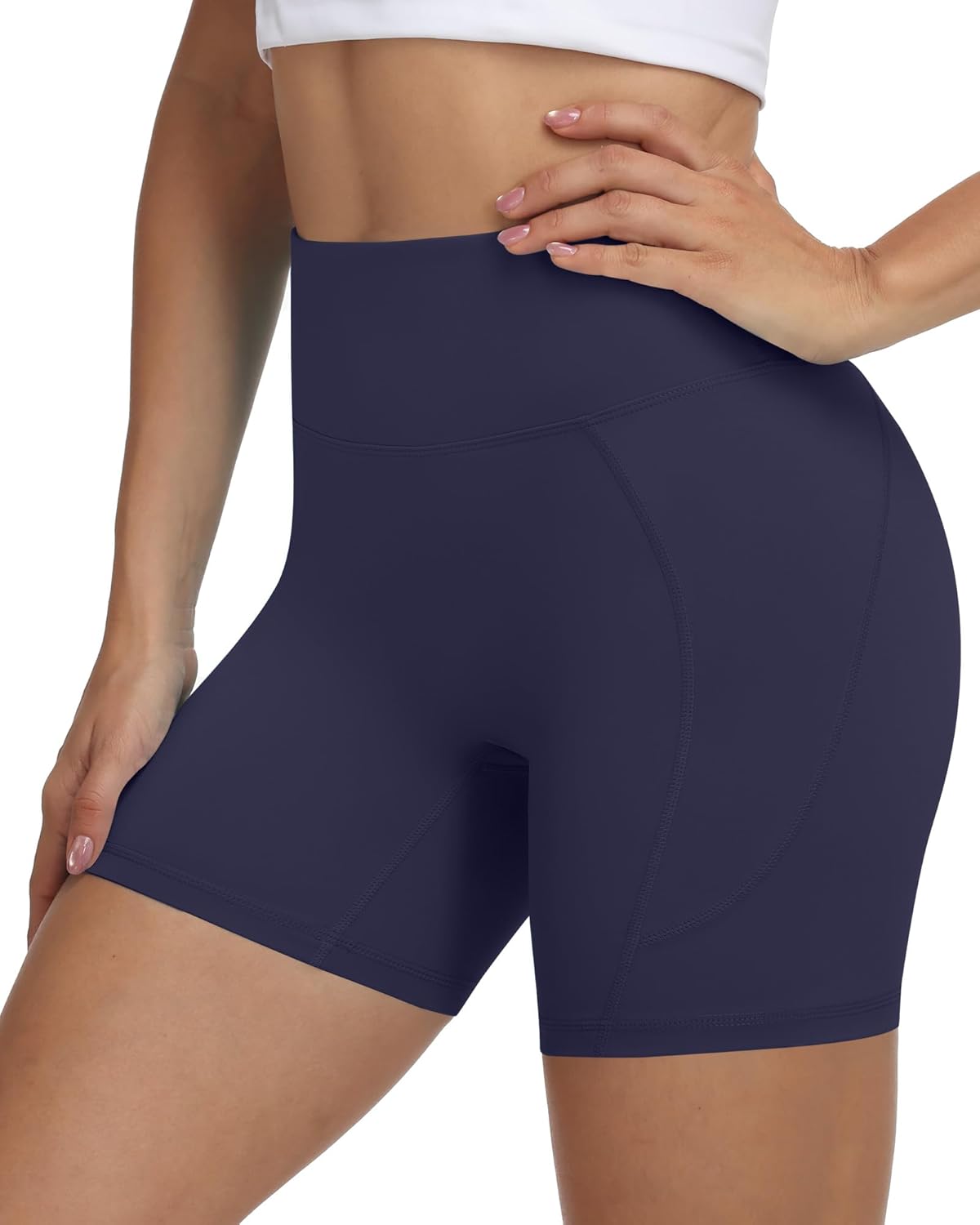 Moozava No Front Seam Womens 3"/5"/8" Workout Biker Shorts - High Waisted Tummy Control Spandex Shorts for Yoga Running Gym